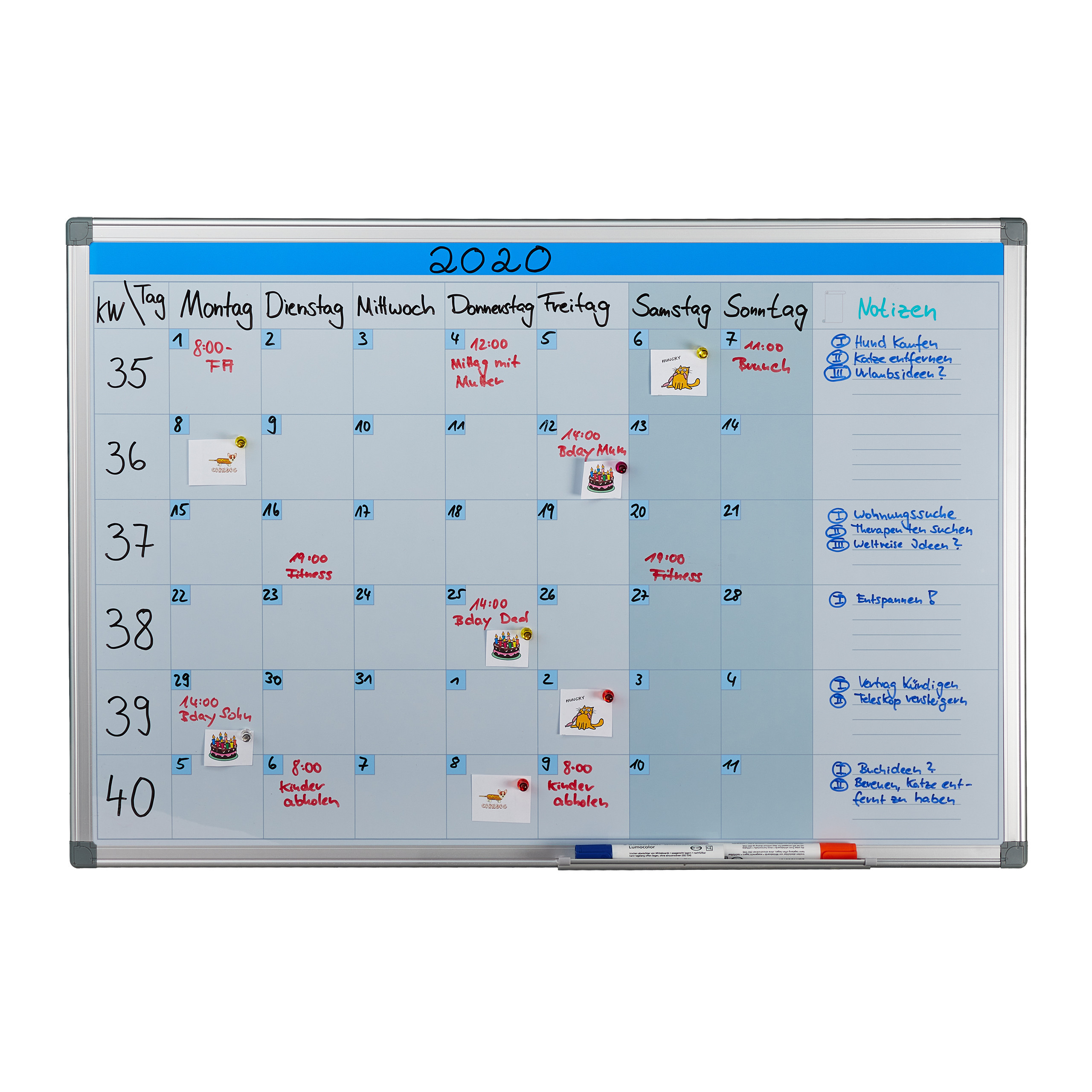 Whiteboard Weekly Planner In White - (w)90 X (h)60 Cm