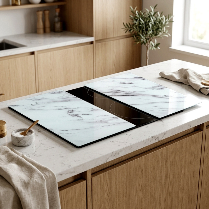 TEMU Set di due taglieri in vetro, 60x52 cm, , in vetro temperato, piedini antiscivolo, resistenti al calore, facili da pulire, ideali per cucine