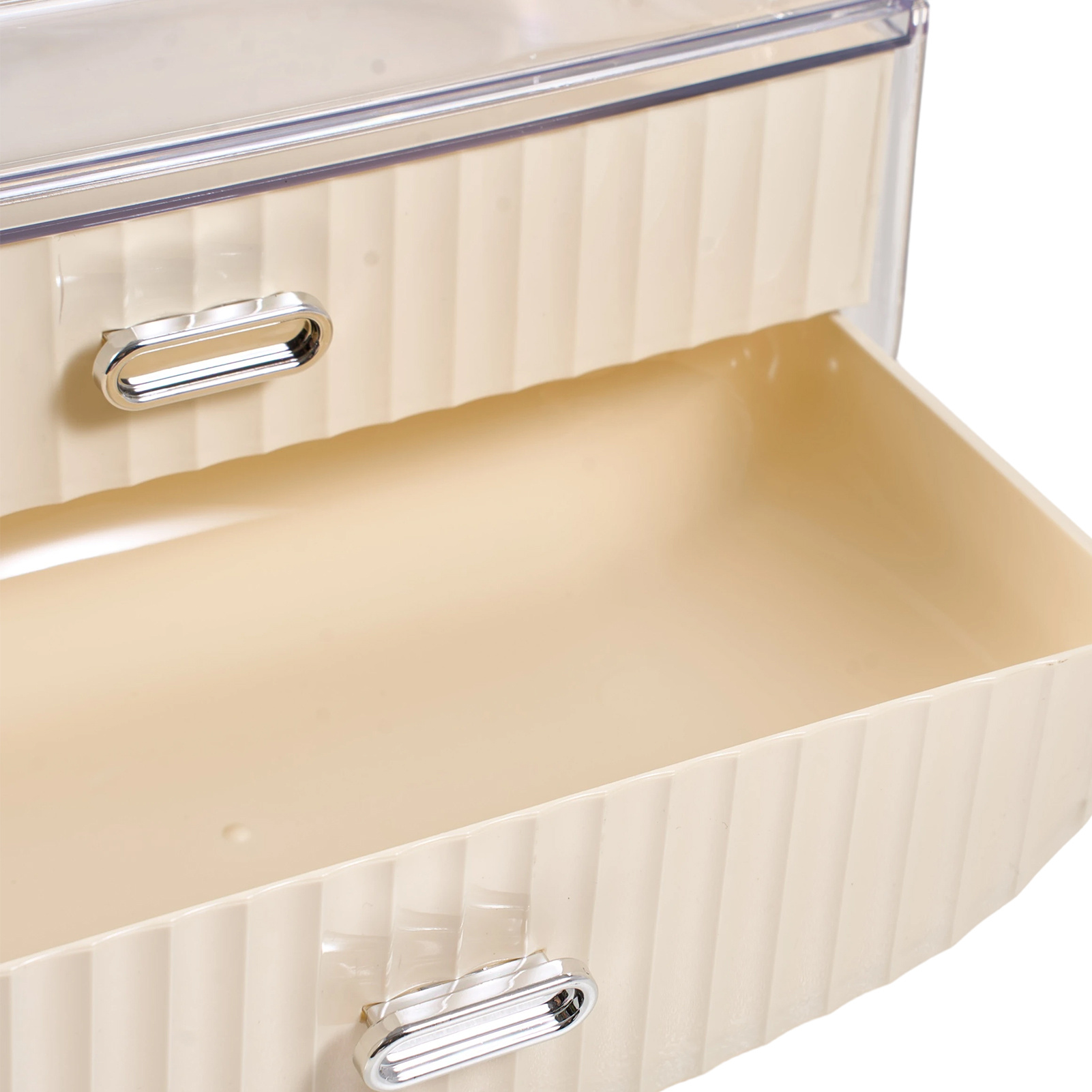 Vanity Countertop Cream Makeup Organiser with Drawer