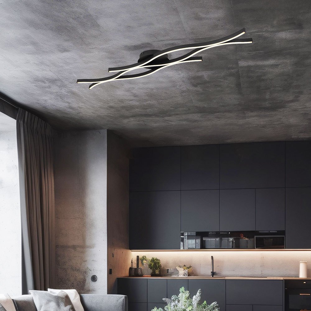 Led Ceiling Lamp Design Lamp Wavy Ceiling Lamp , Opal, Alu Metal, 35w 1220lm Warm White, Lxbxh 108x18x6 Cm