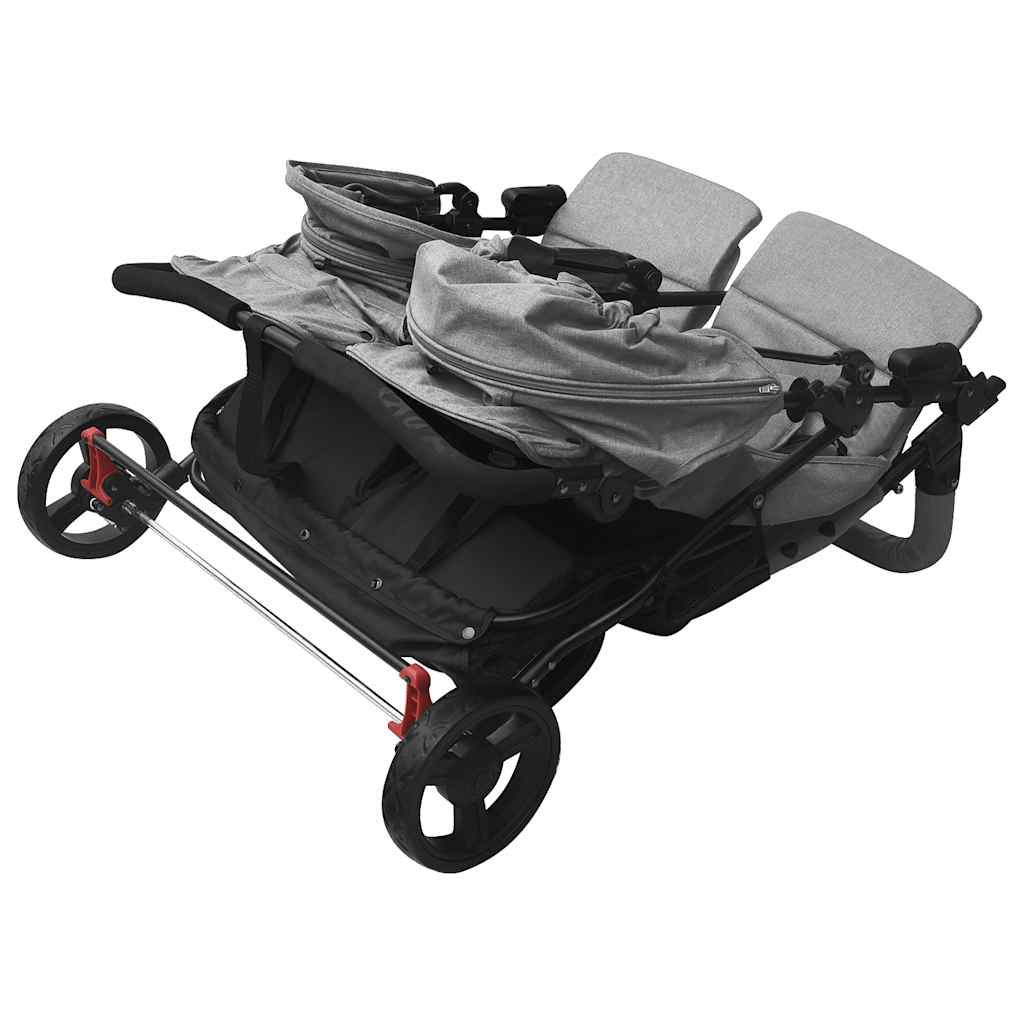 Lichtgrijze Stalen Dubbele Kinderwagen - Babywagen, Lichtgewicht Dubbele Kinderwagen, Opvouwbare Dubbele Kinderwagen, Gezinswagen, Kinderaccessoires