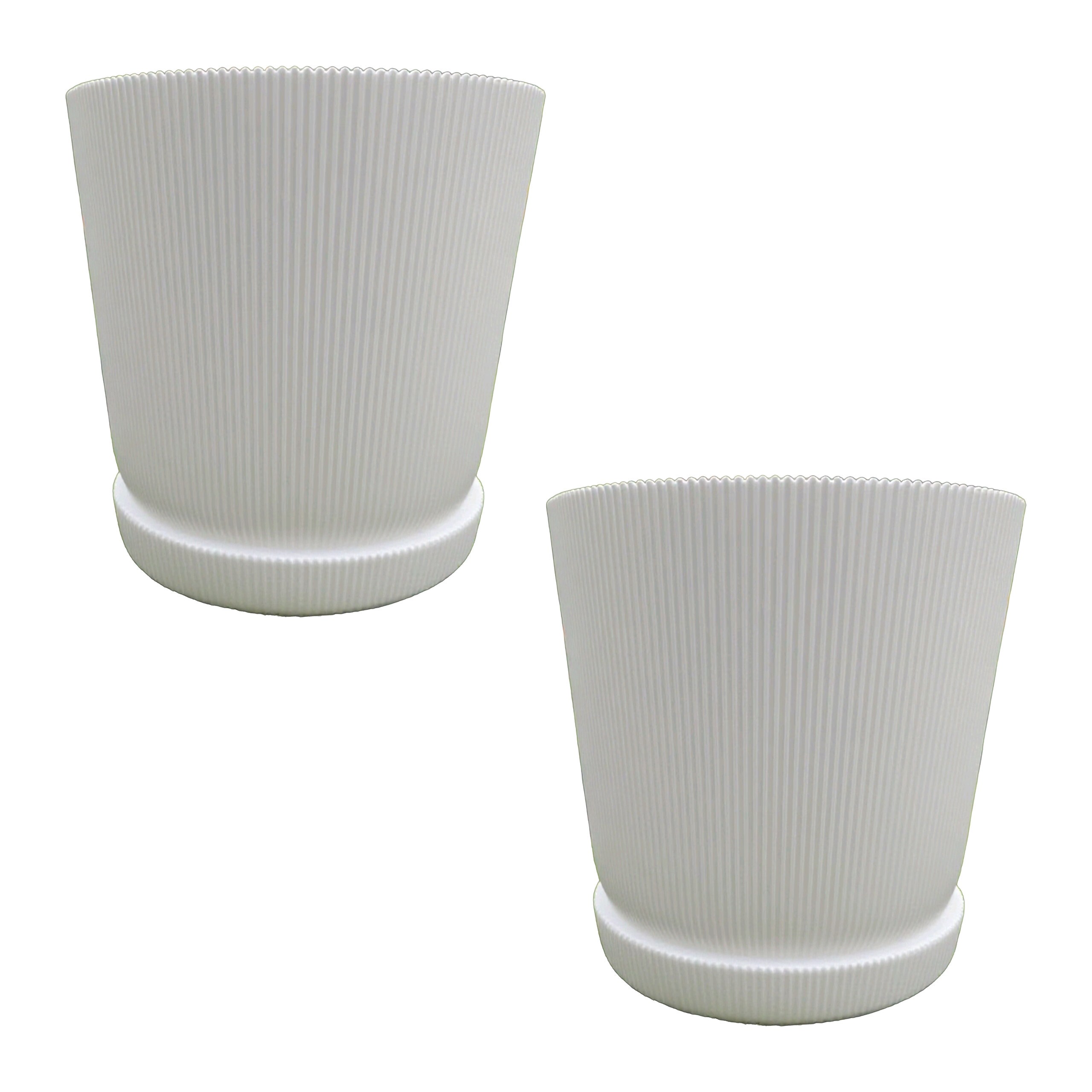 Image of 2x White Flower Pot - (h) 20 X Ø 20 Cm