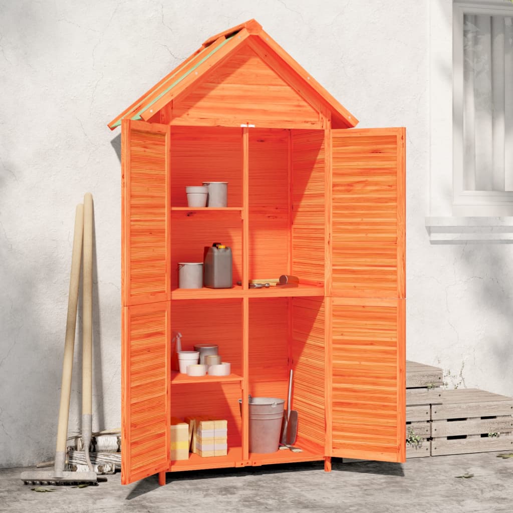 Image of Vidaxl Tool Shed, Garden Storage Cabinet With Sloped Roof, Wooden For Garden Tools, Tool Cabinet, Brown 89x52.5x175cm Solid Pine Wood