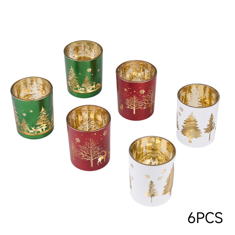 TEMU Glass Tea Light Candle Holders Set Of 6 Candle Holder For Candles Elegant Table Centrepieces For Dining Rooms Wedding Party Christmas