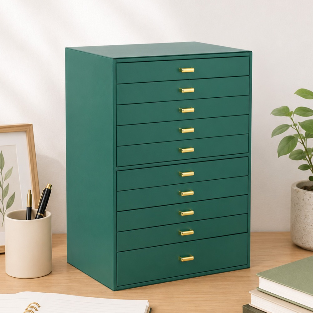 TEMU Large Capacity Jewelry Organizer Box, Velvet Lined Jewelry Storage Chest For Rings Earrings Necklaces Bracelets With Gold Handles And Drawers