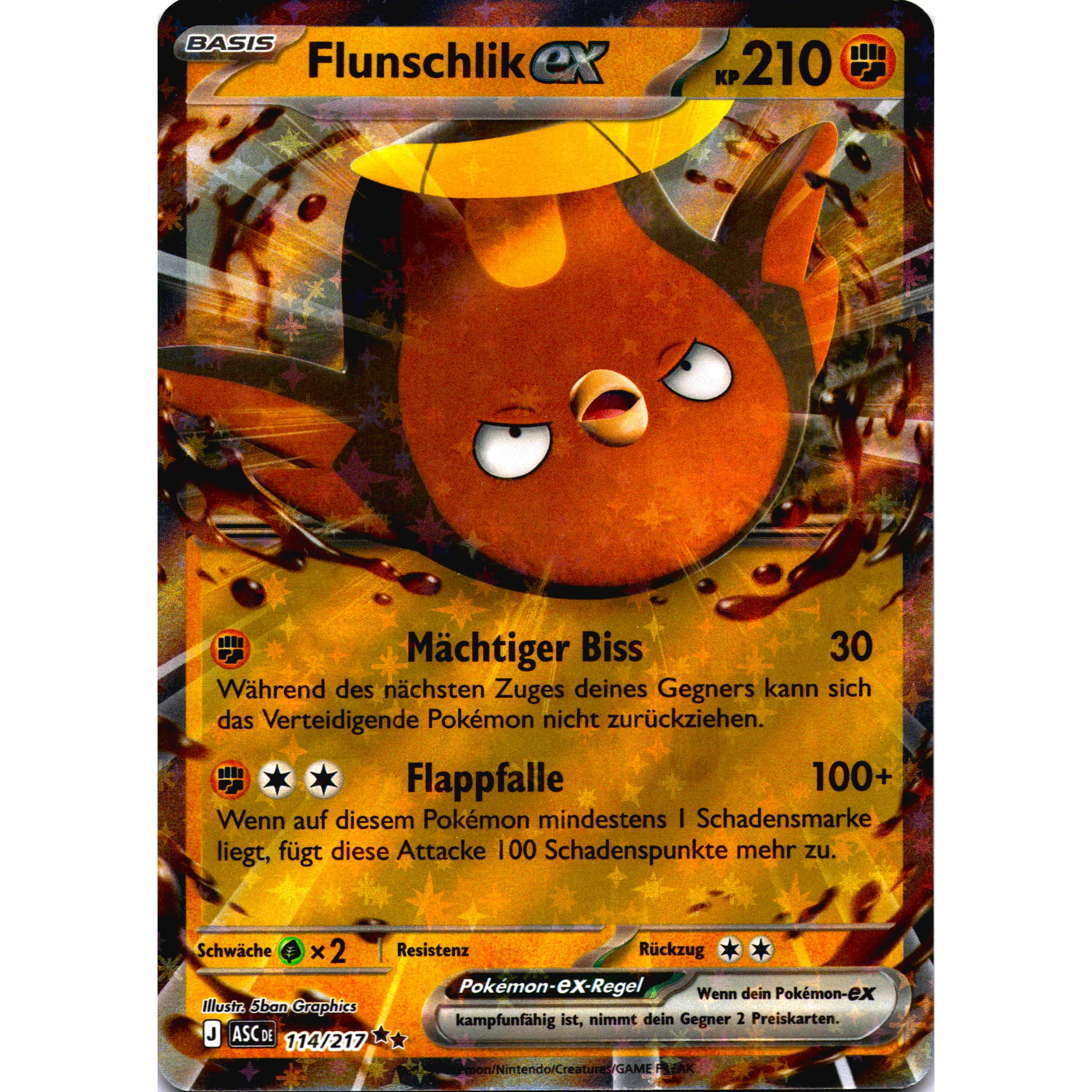 Image of Pokémon Tcg Card - Flunschlik Ex - Ultra Rare - German Version - 210 - Near Mint