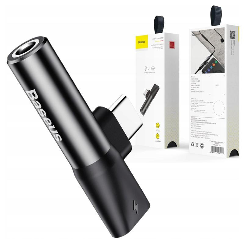 Baseus Usb-c To 3.5mm + Usb- Adapter, Audio Converter, Compatible With Usb-, Black