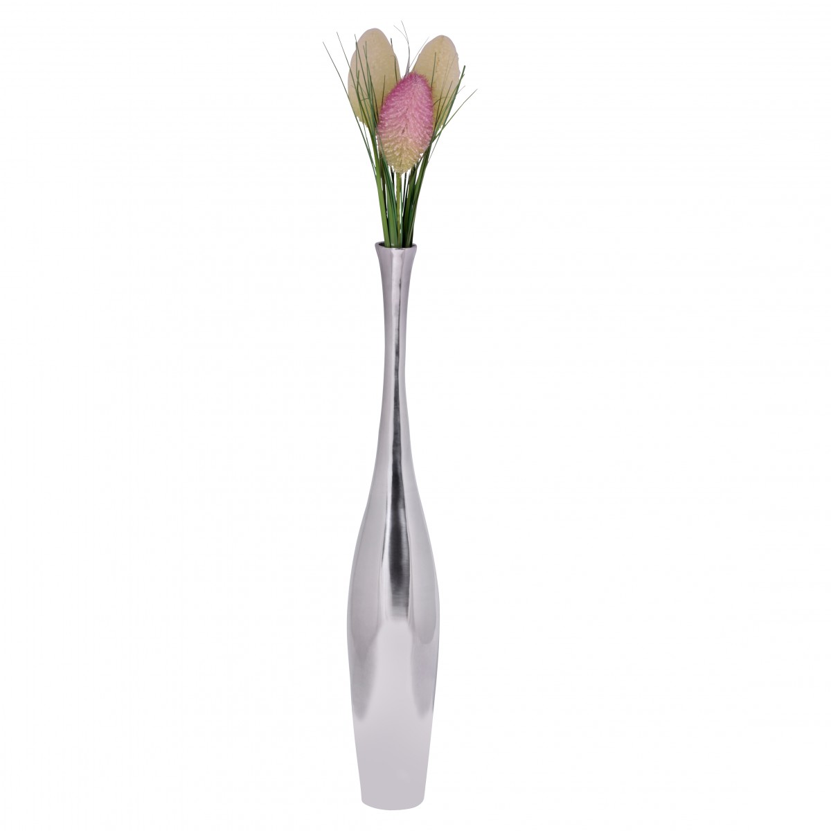 Image of Decorative Vase Design Aluminum Decoration Modern Home Decor Flower Vase Color Silver Table Decoration Design Vase Table Vase