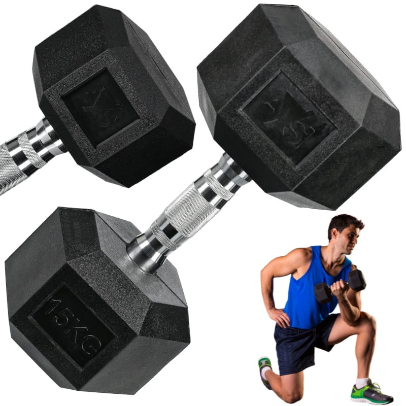 Image of Steel Hex Handles Coated With Rubber - 15 Kg (1pc)