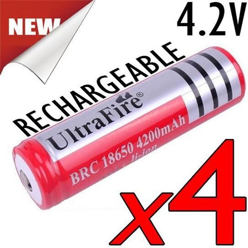 TEMU 4 Packs de Piles Rechargeables BRC 18650 Li-Ion, 4.2V, 42...