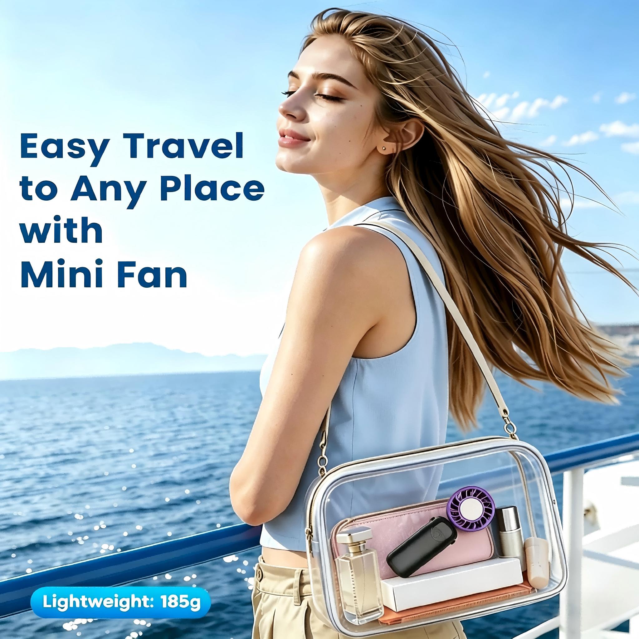 Image of 3-in-1 Portable Turbo Fan – Handheld, Hanging, Or Foldable For Desk Use, Long , Led Display, Multi-, Ideal For Outdoor Activities, Travel, & Home