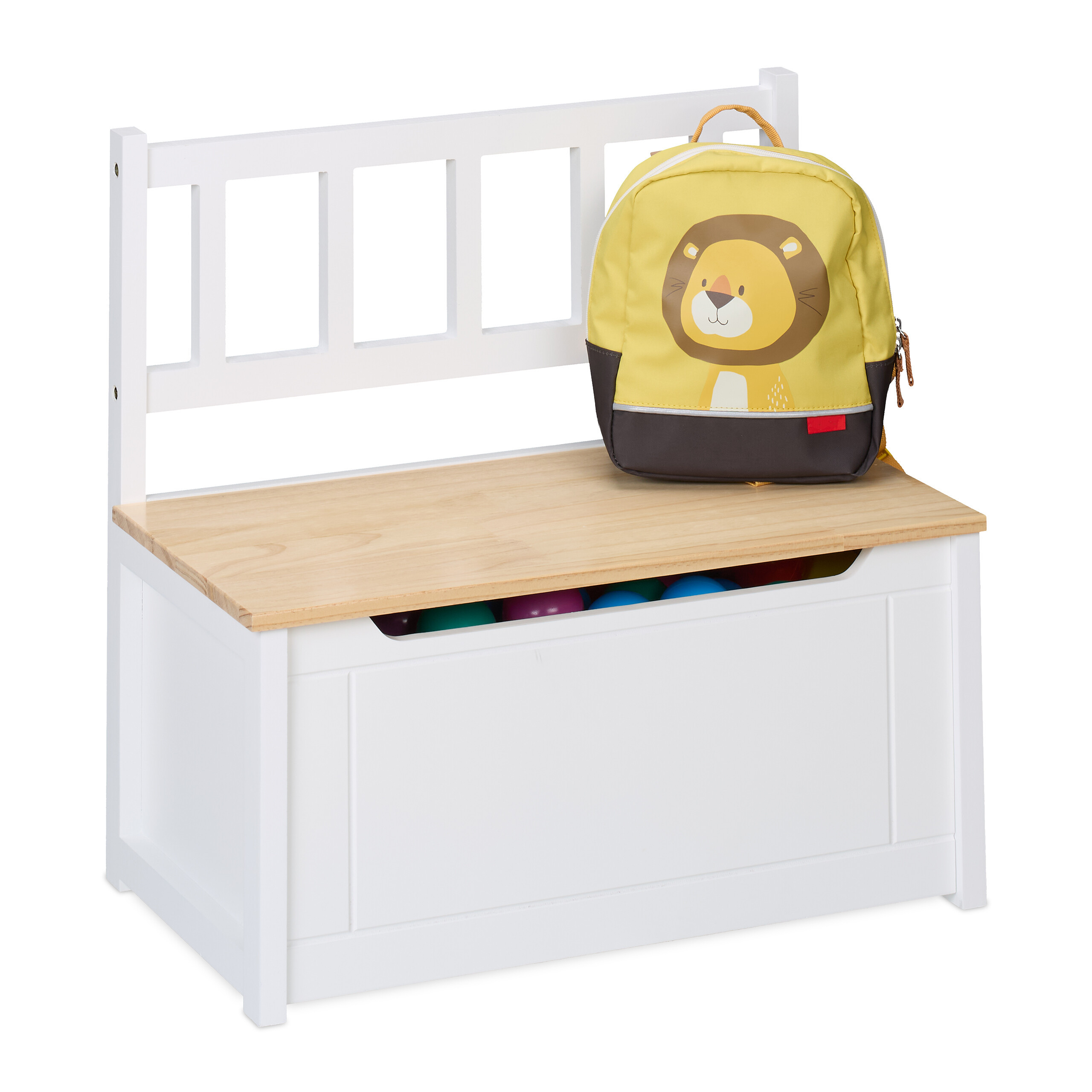 Children's Bench In White/natural - (w)57 X (h)55 X (d)31 Cm