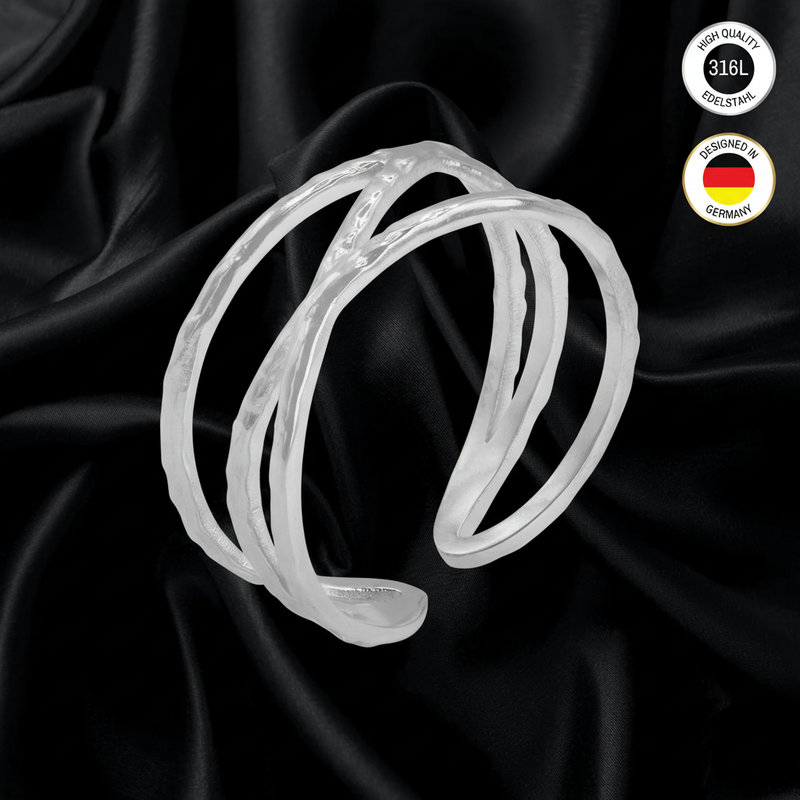 Adjustable Ring For Women - Silvery, Golden-plated - Water-resistant