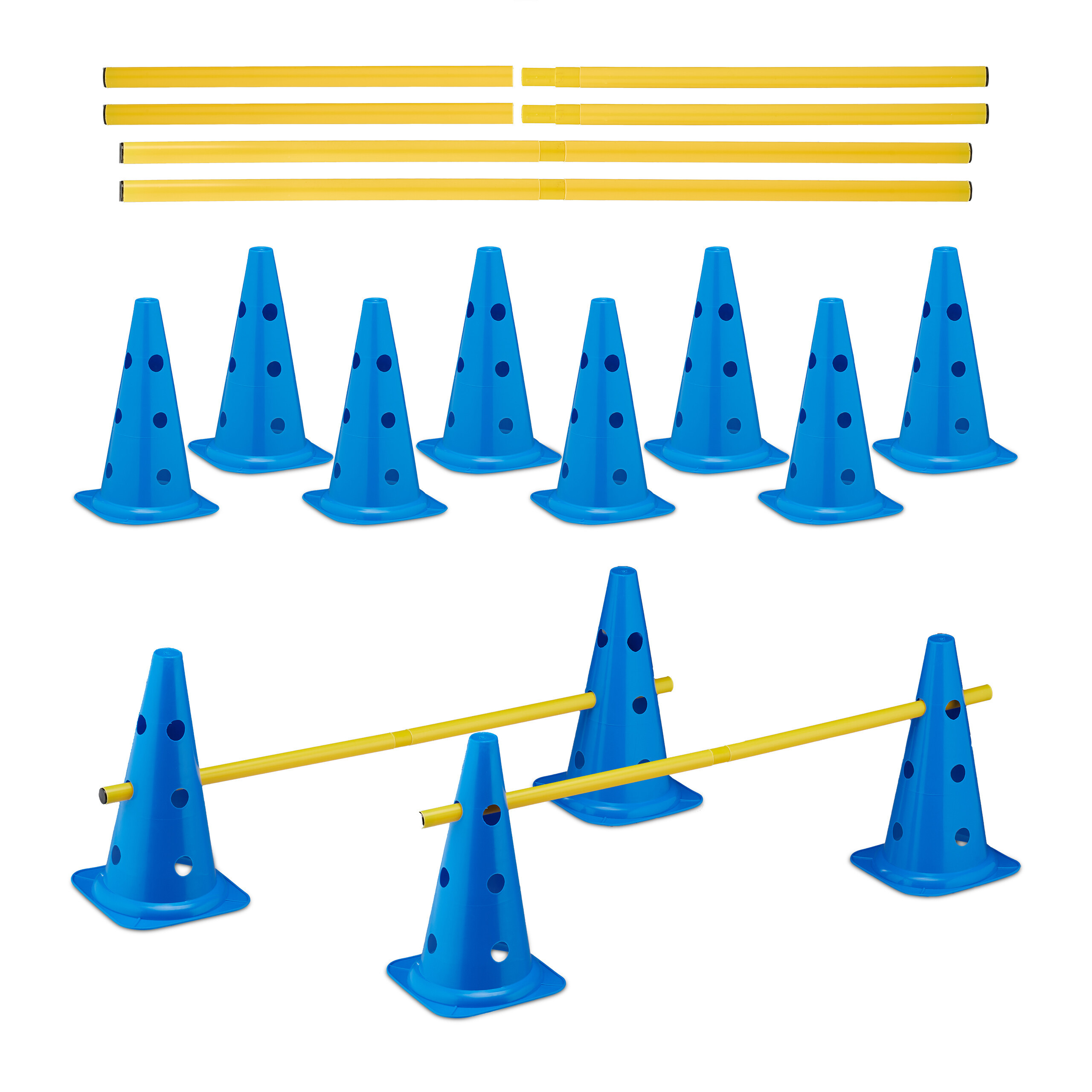 18pcs. Obstacle Set In Blue/yellow