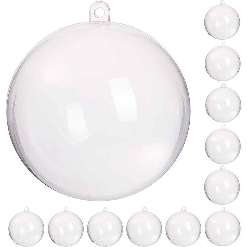 Image of 12x Acrylic Christmas Ornaments, 8cm Full Foldable Balls For Diy Decoupage