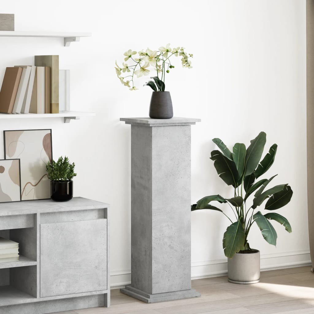 Image of Vidaxl Pedestal, Flower Stand With Storage Space, Decorative Column Base For Living Room, Flower Column Pedestal Base Decor, Concrete Material