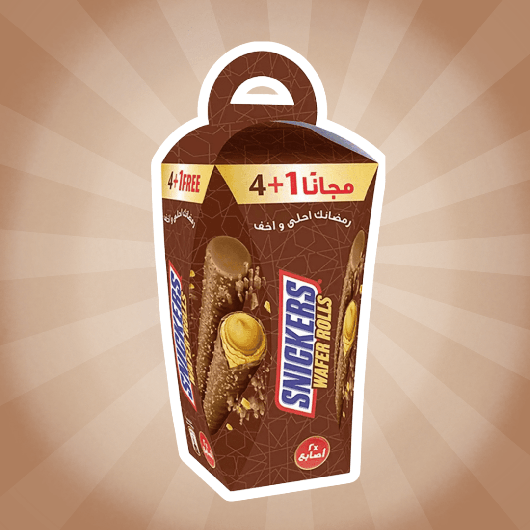 Snickers Wafer Rolls 4+1 Free – 5 X 24 G (120 G) – Crispy Waffle Rolls With Chocolate And Caramel Flavor