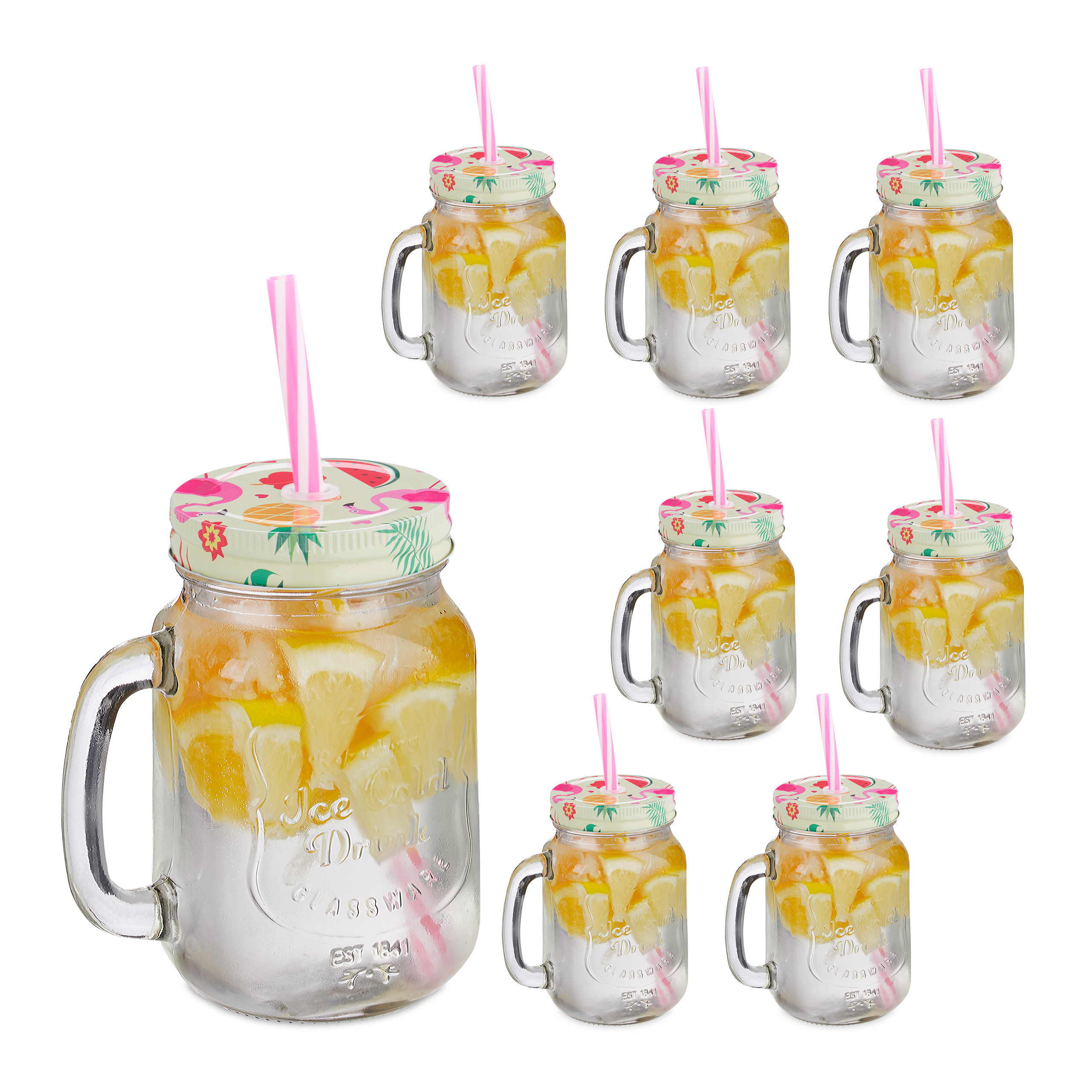 E-shop 8 x Trinkglas in Bunt - 500 ml