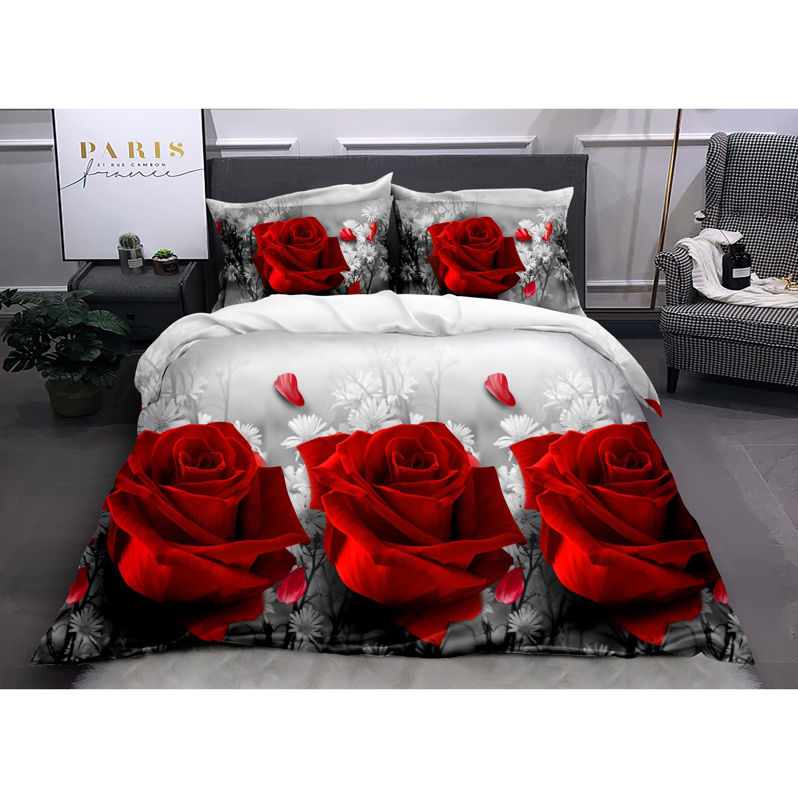 TEMU 3d Satin Cotton Bed Sheets - Petals