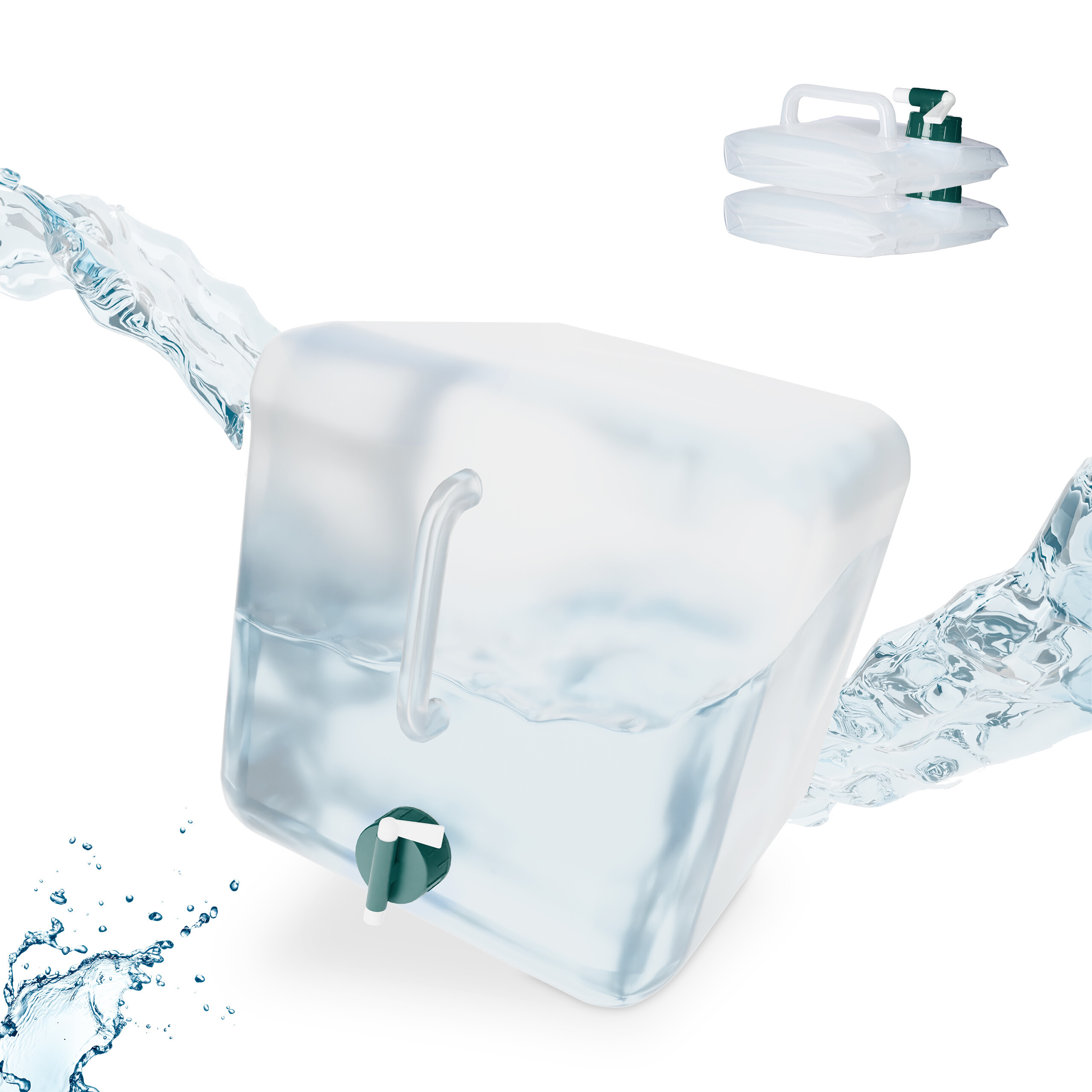 E-shop 3 x Wasserkanister in Transparent/ Grün - 20 Liter