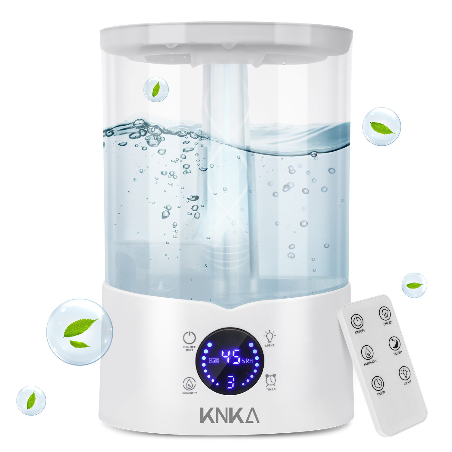 4L Humidifier, Air Purifier - Ultrasonic Cool Mist Diffuser with Digital Display, Remote Control, Timer, Auto Shut-Off - Quiet for Bedroom, Living Room, Office (LED Light, Humidity Control)