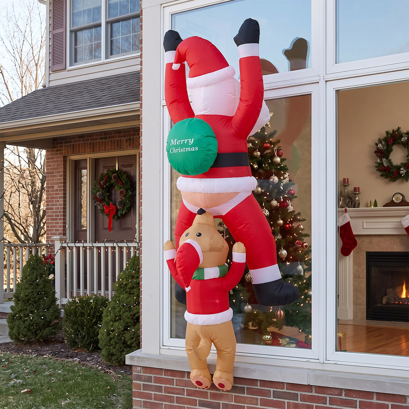 TEMU Christmas Outdoor Decoration - Climbing Santa Claus, Suitable For Outdoor Holiday Parties. This Christmas Decoration Used For Garden, Courtyard