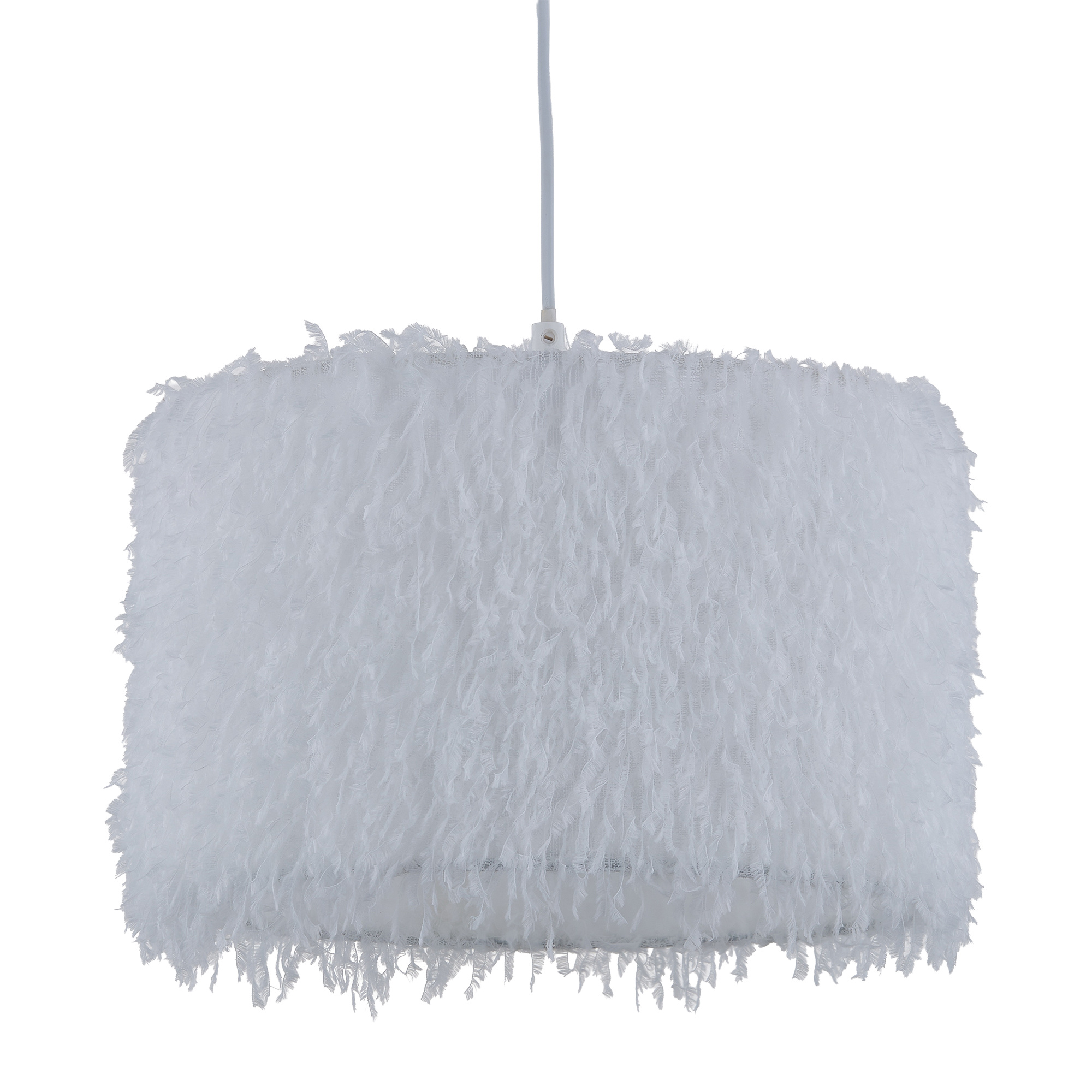 First Choice Lighting Rogers - White Shaggy 30cm Easy Fit Pendant Shade