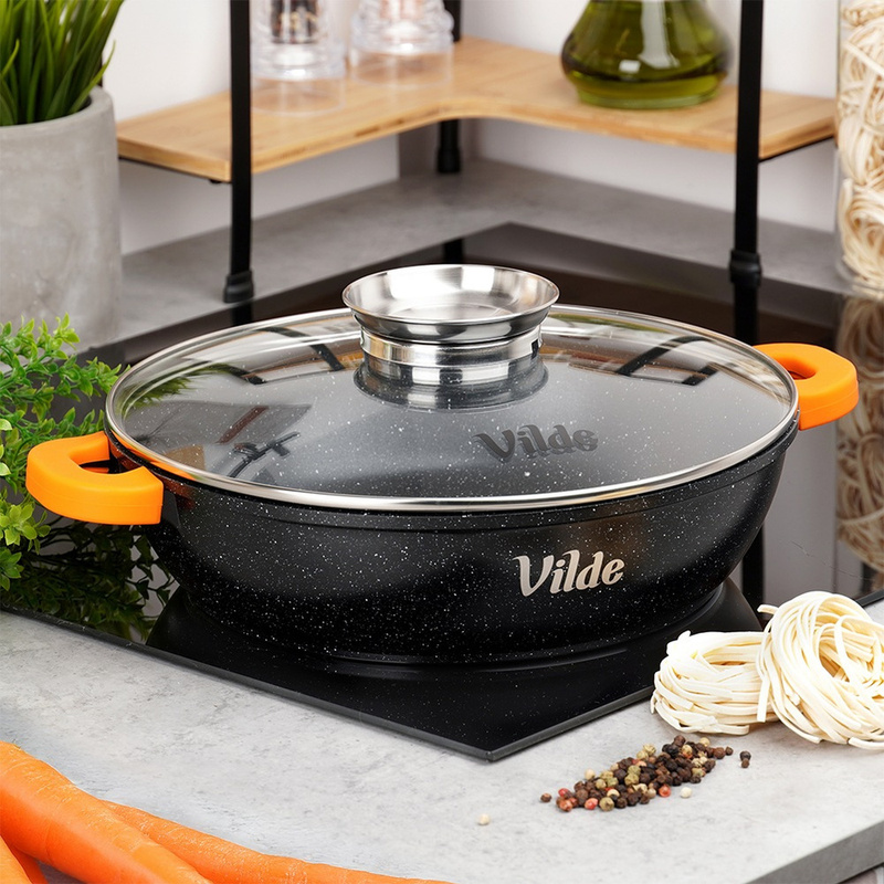 Image of Granite Deep Frying Pan With A Glass Lid Terruna 28 Cm, 3.3 L