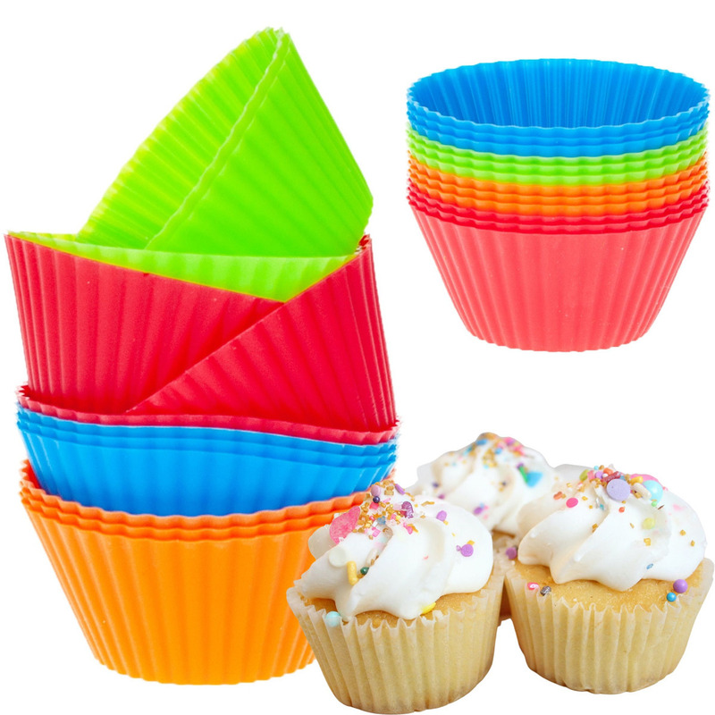 Image of Silicone Muffin Cupcake Baking Molds Set Of 12 Pieces