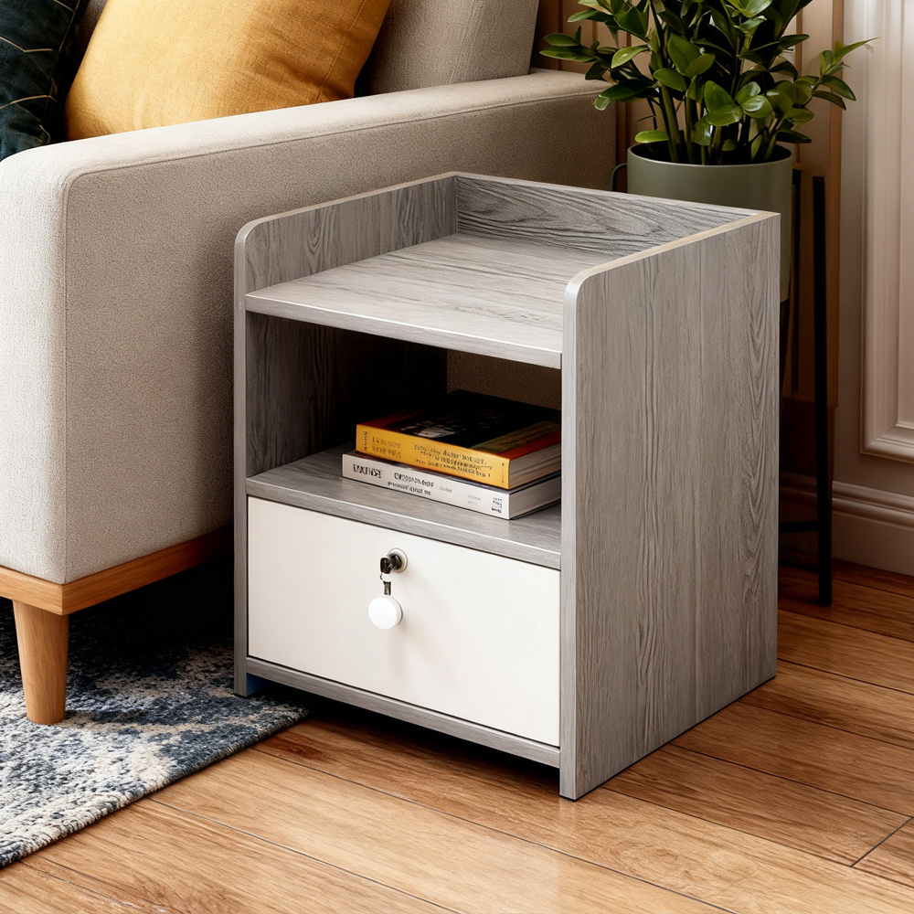 TEMU Contemporary Wood Bedroom Bedside Cabinet Storage Nightstand Side Table With Open Shelf, Small Compact 1 Drawer Wooden Bedroom Bedside Cabinet