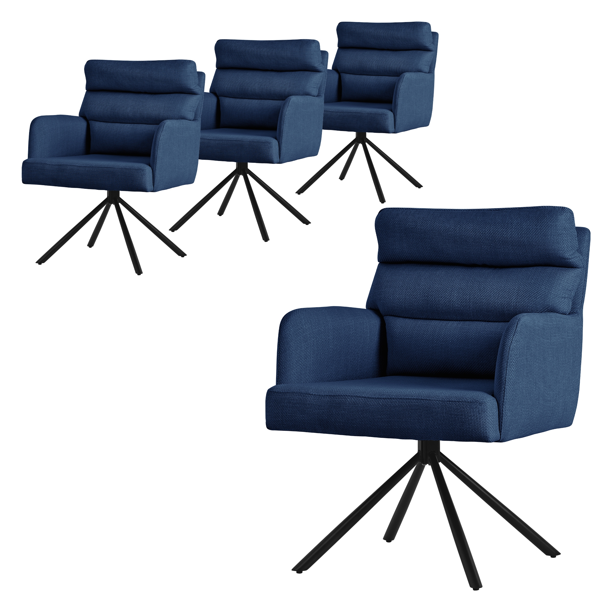 Image of Ml-design Swivel Dining Chairs, Living Room Chairs With Armrests And Backrest, Auto-position Swivel Chairs, Upholstered Chairs With Polyester Cover & Back Cushion, Kitchen Chairs With Metal Legs