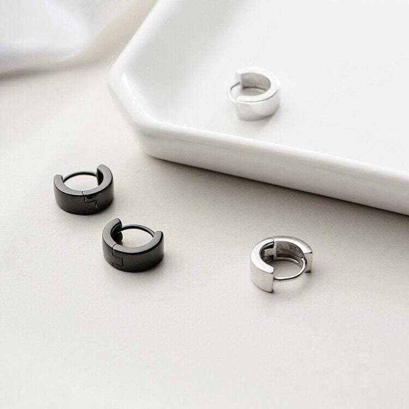 Image of Men's Ladies' Sterling Silvery 925 Silvery Earrings 12mm