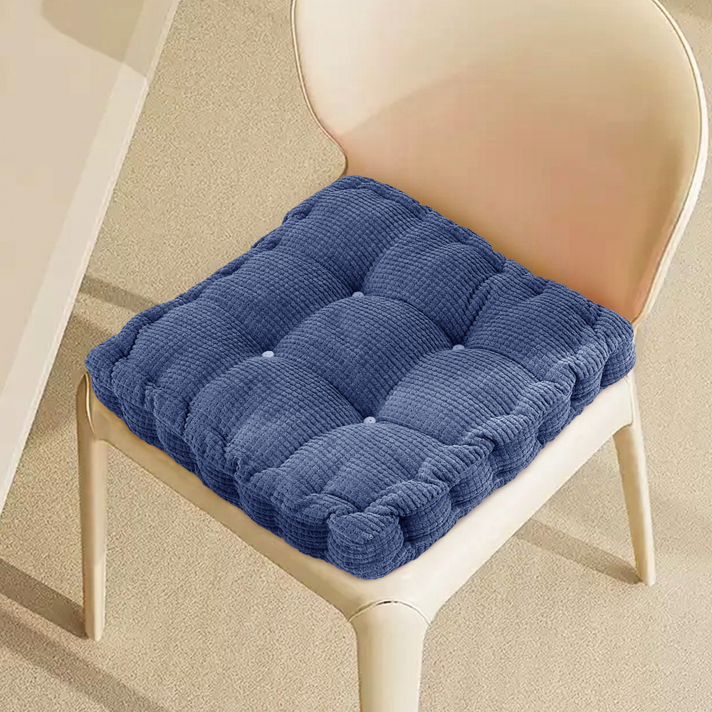 Blue Square Thick Non-Slip Cushion, 40cm, Casual Use