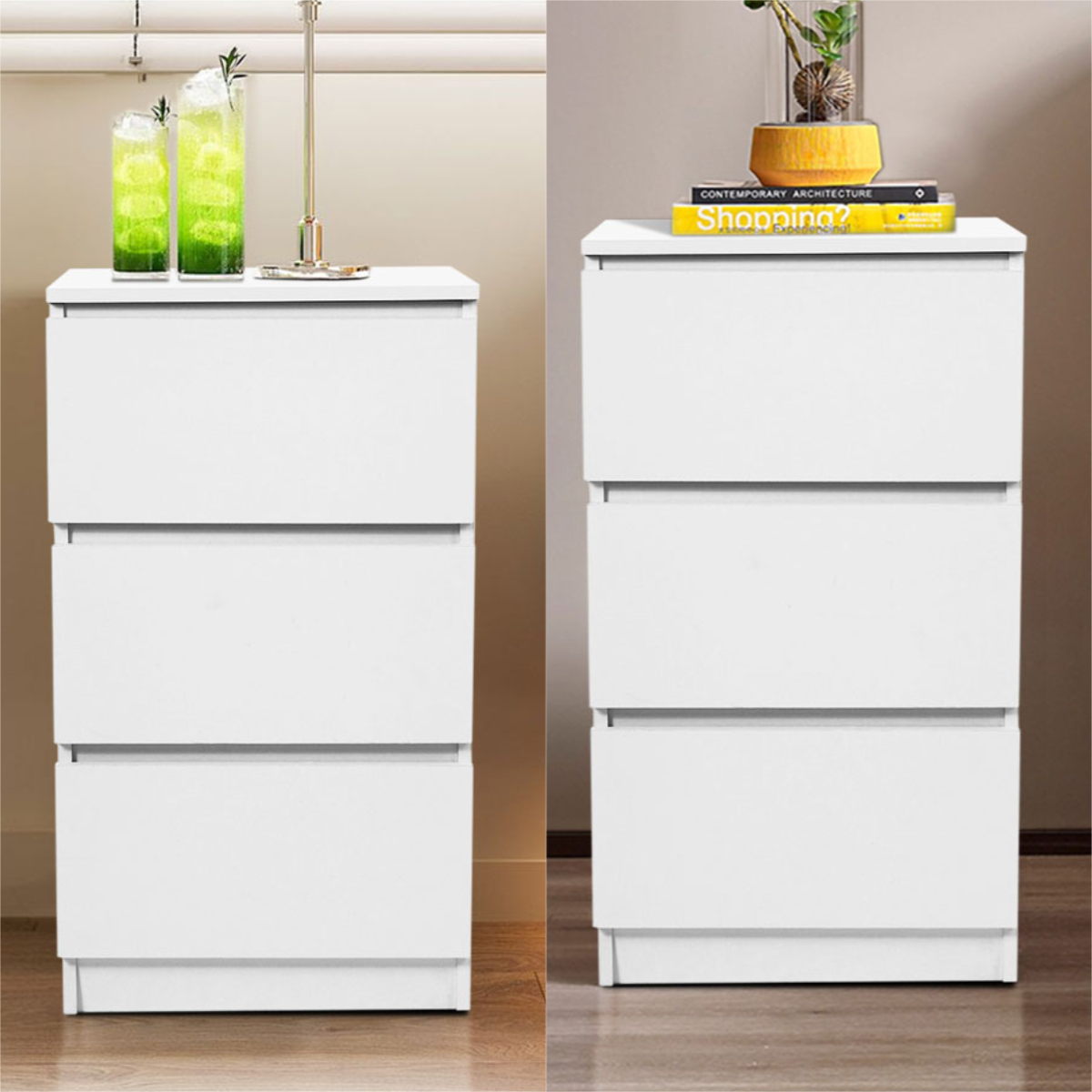 TEMU 1pc Slim Bedside Table, Small Narrow Side End Table With 3 Drawers, Modern Wooden Nightstand Sofa Side Table Laptop Desk, White Chest Of Drawers