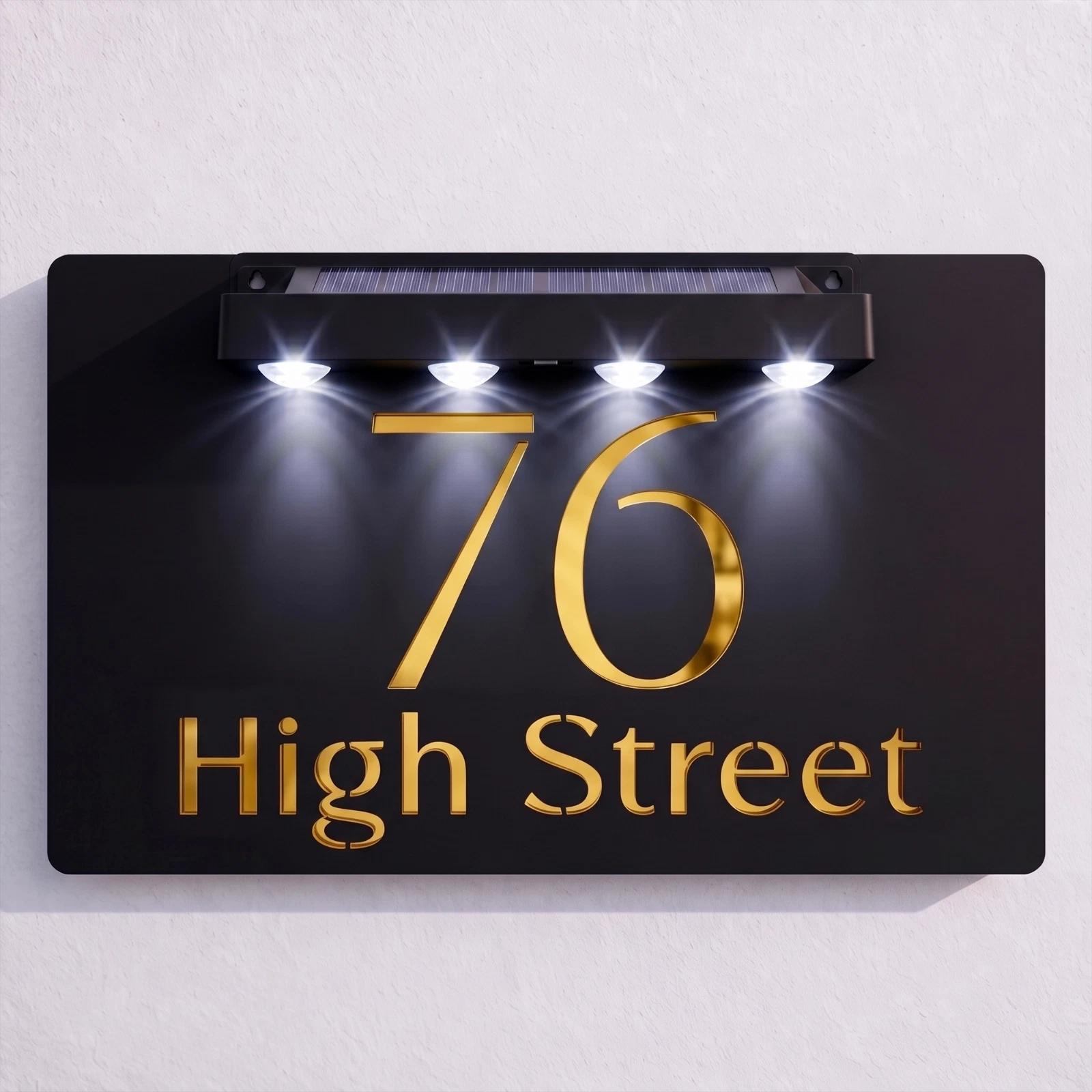 Personalised Solar House Sign 300x170mm - LED Illuminated