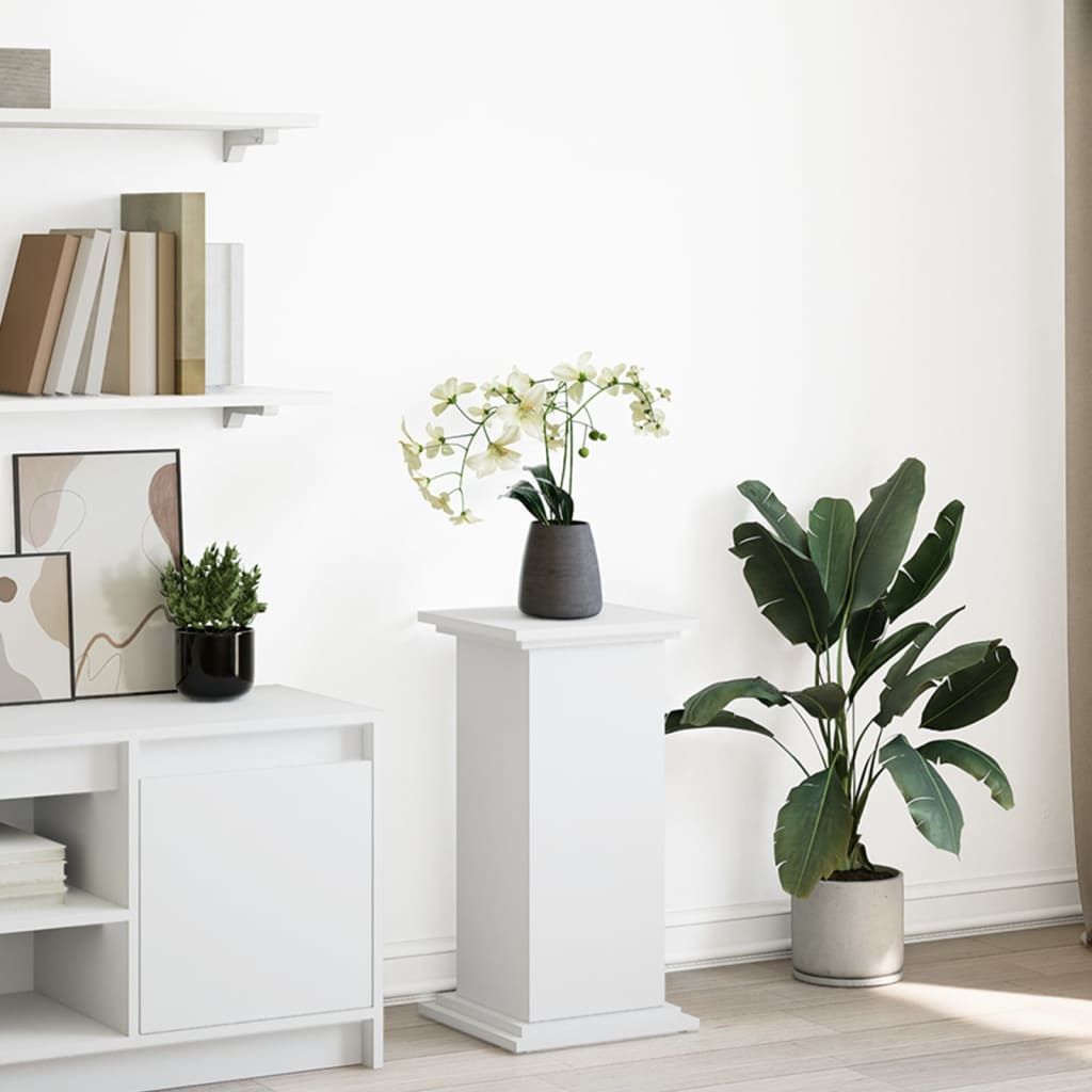 Image of Vidaxl Pedestal, Flower Stand With Storage Space, Decorative Column Base For Living Room, Flower Column Pedestal Base Decor, White Wood Material