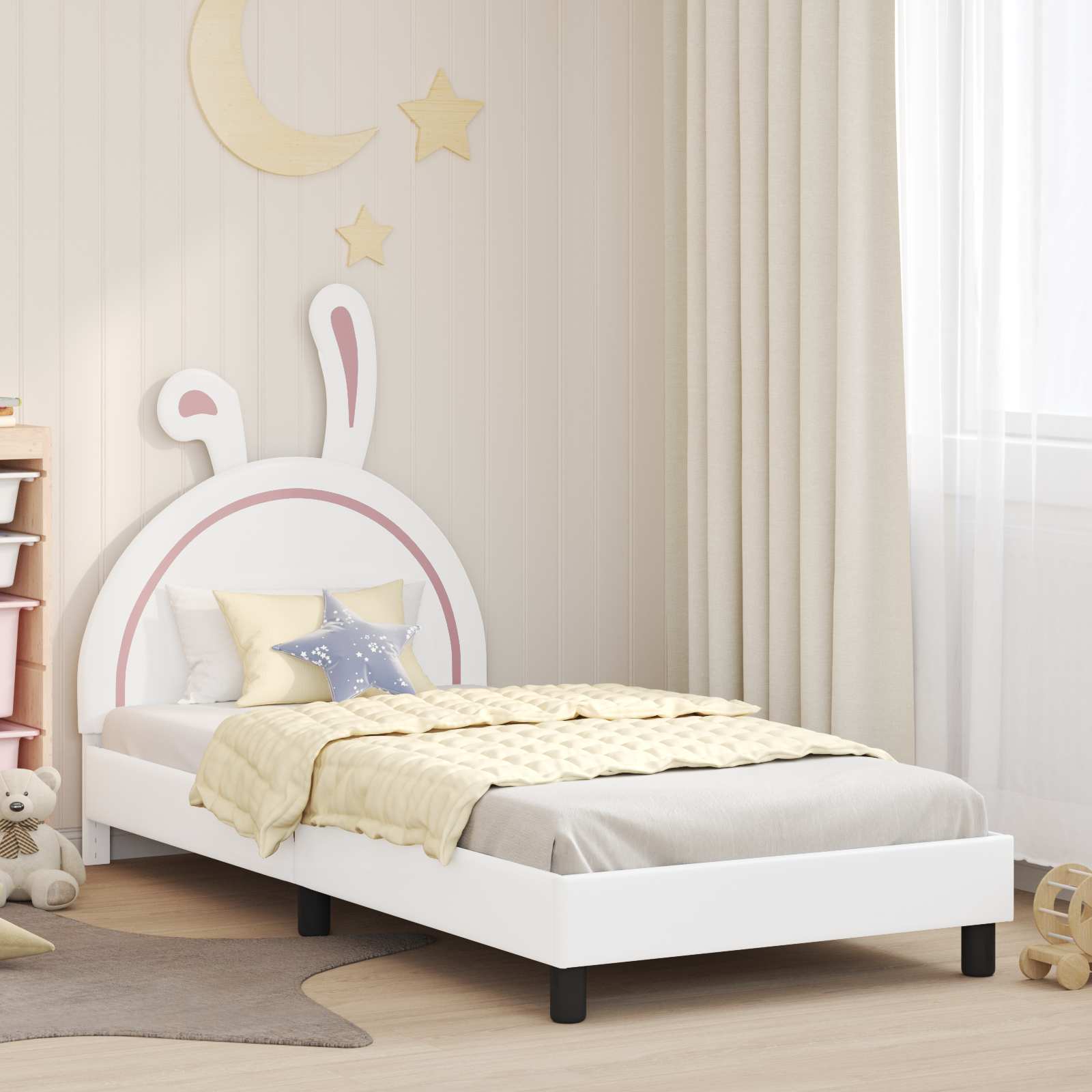 Vidaxl Modern Bed Frame, Minimalist Bed, Bedroom Furniture, Contemporary Frame, Sleeping Platform, Bed Frame, Bedroom Storage Solution, Space- Bed Frame