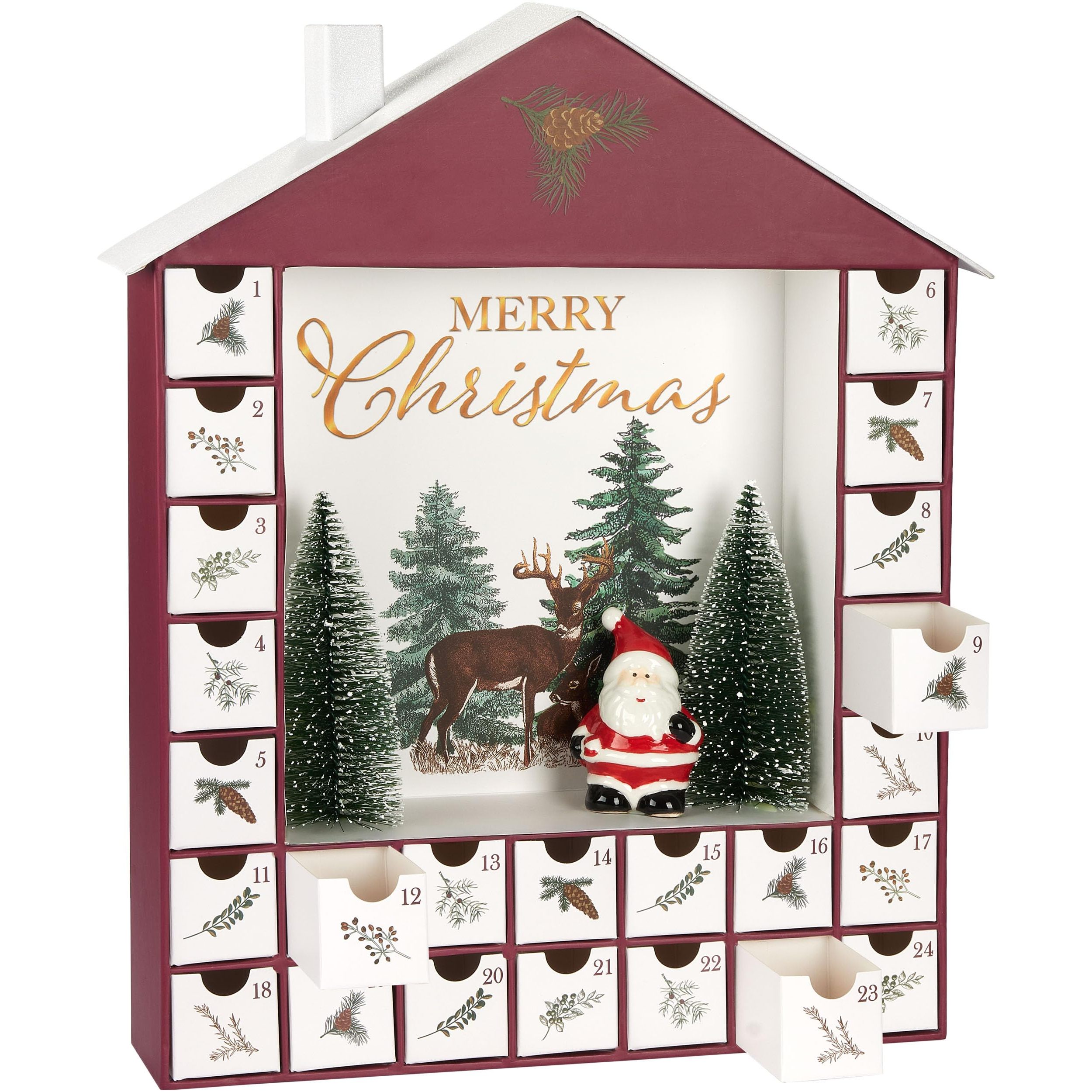 Image of Brubaker Advent Calendar To Fill - House 2026 - Diy Christmas Calendar With Ceramic Santa Claus - Calendar With 24 Little Doors For Vouchers, Sweets, And Other Surprises - 44 Cm