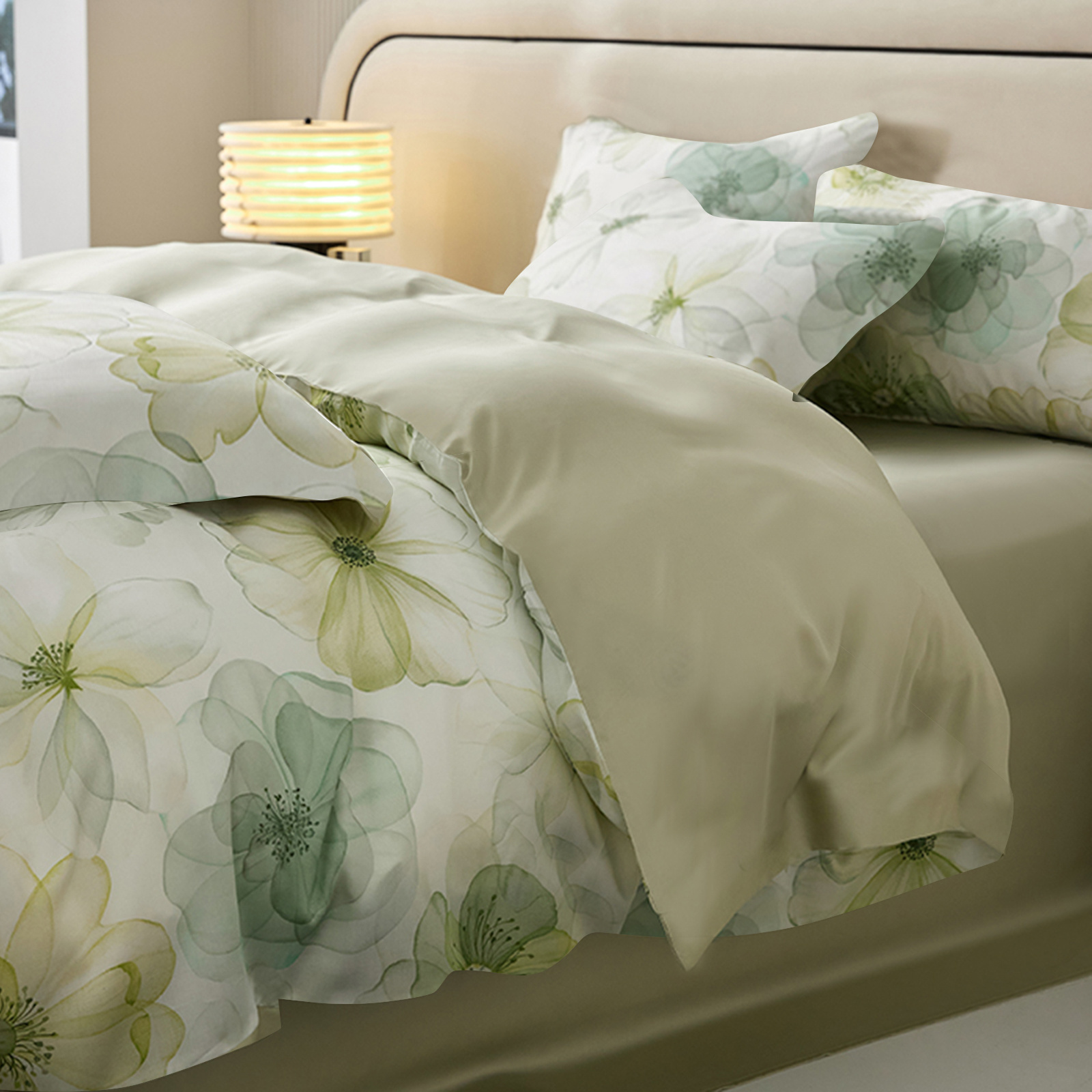 

Light Set With Green Floral Pattern, Plant Leaves, Floral Bedding Set For Girls, Leaves, Vintage Duvet Cover, Microfiber Reversible Bedding Set, Duvet Cover With Zipper, Pillowcase 80x80 Cm