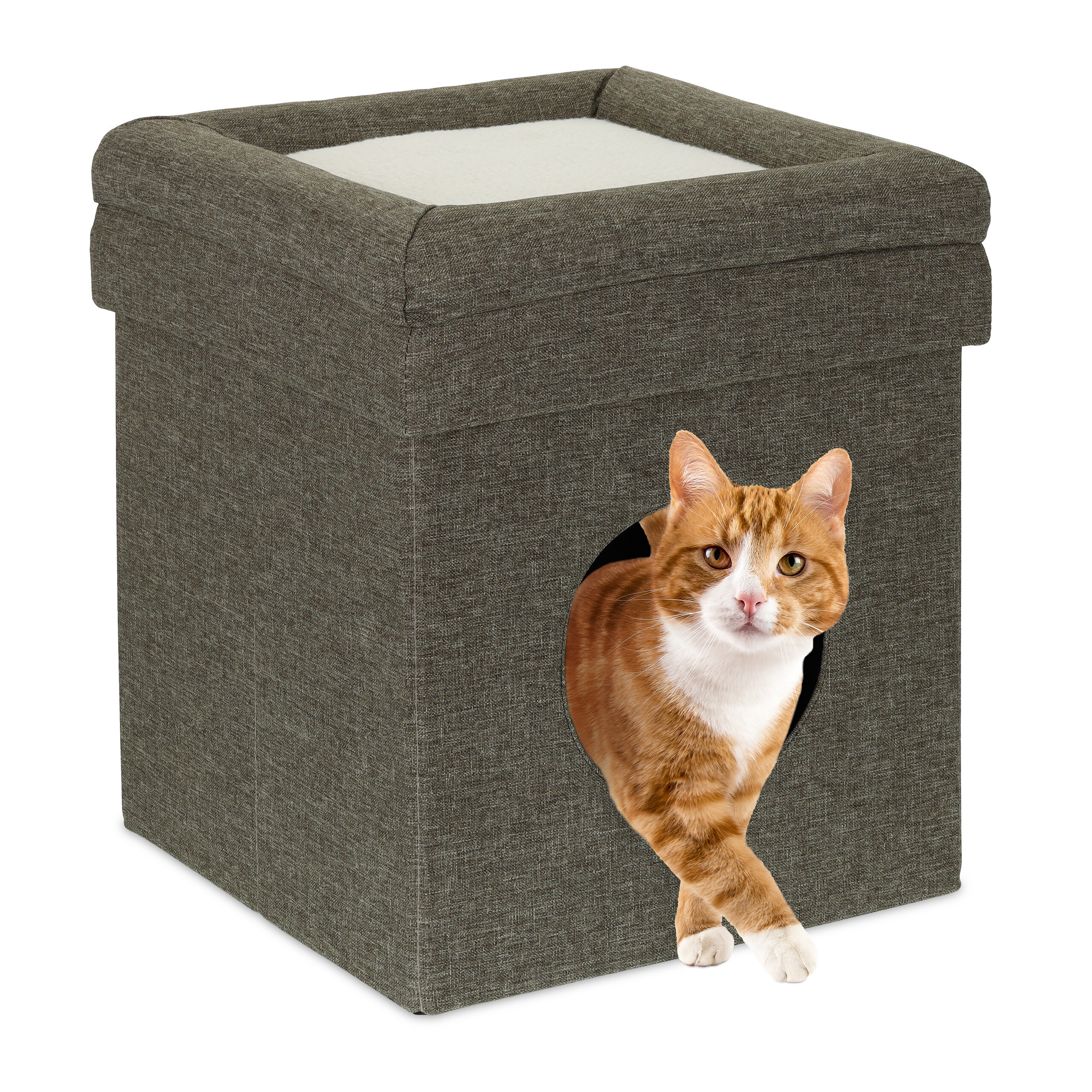Cat Cave In Gray/white - (w)38 X (h)44 X (d)38 Cm