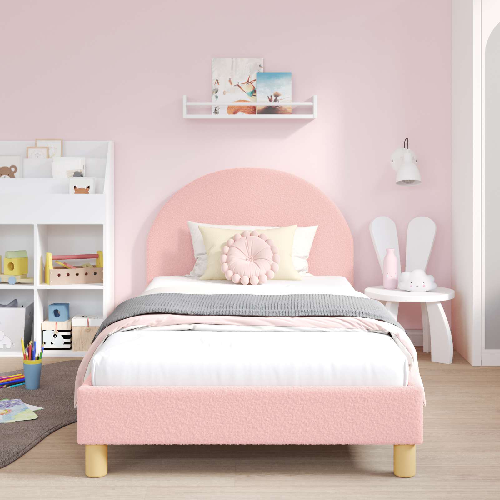 Bed Frame Modern Bedroom Stylish Bed Bed Furniture Bedroom Decor Bouclé Bed Wooden Bed Frame Sleeping Solution Beds For Home Bedroom Frame