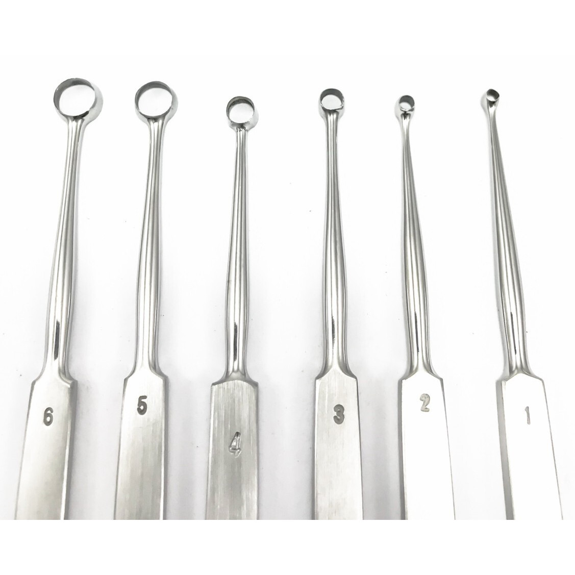 Image of 6x Fox Lupus Lupus Curette 14cm 1,2,3,4,5,6 Mm Skin Curette Foot Care
