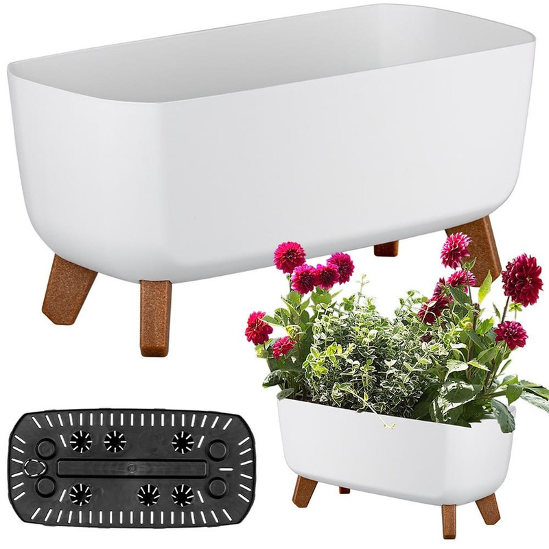 Garden Planter Pot Stand Case White