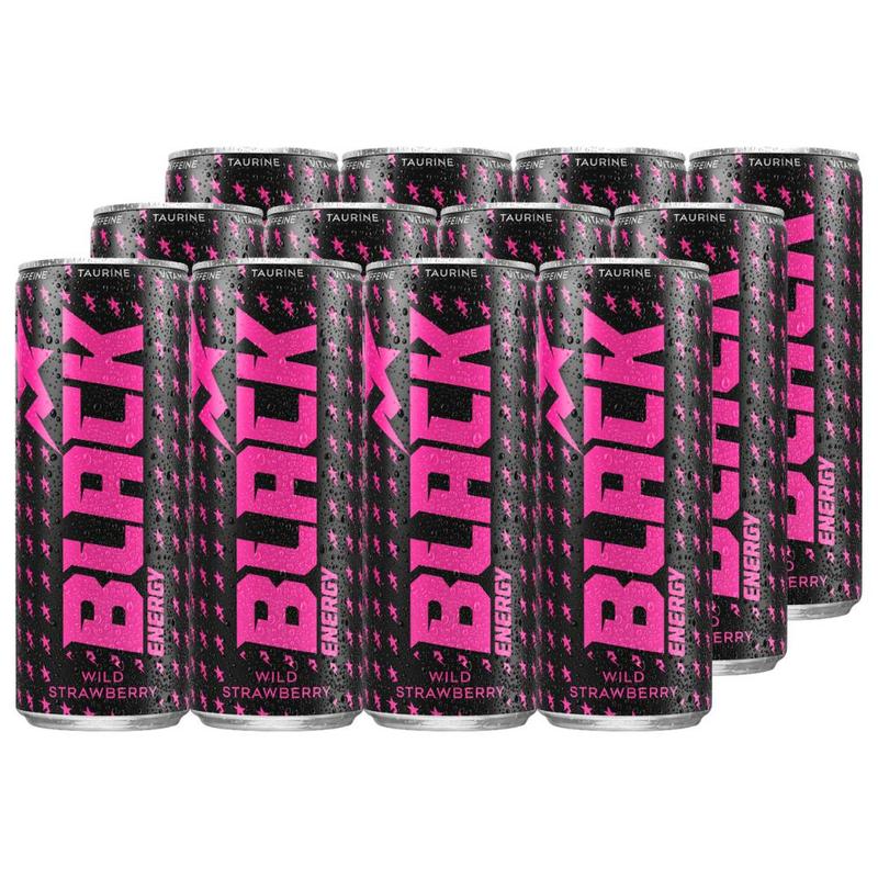 Black Energy Wild Strawberry Carbonated Energy Drink 250 Ml X 12pcs