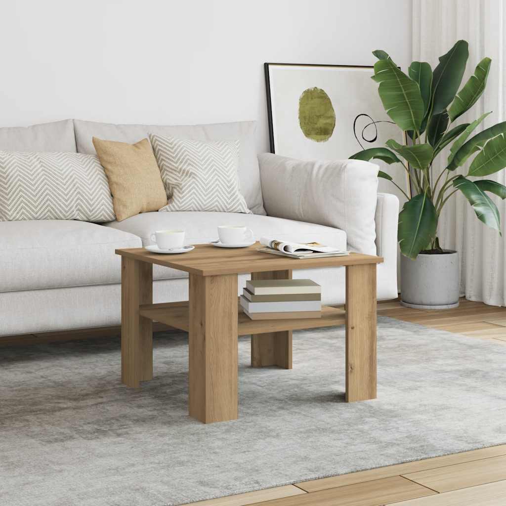 Image of Vidaxl Coffee Table - Oak 60x60x42 Cm Wood, Side Table, Living Room Table, Coffee Table, Sofa Table, Accent Table, Tea Table, Telephone Table