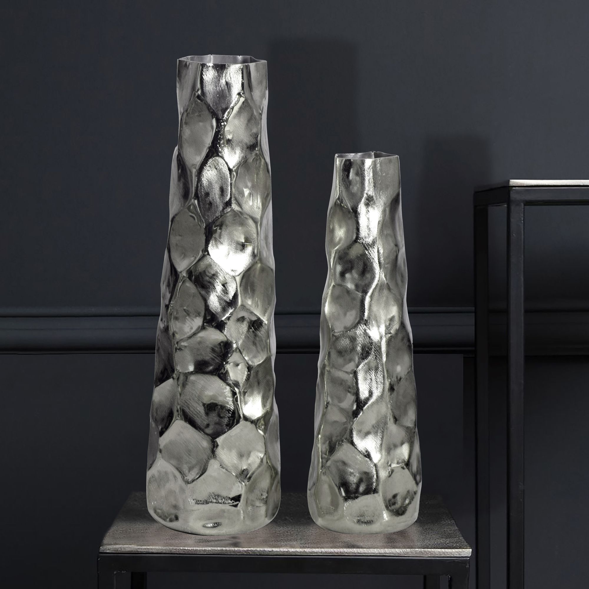 Image of Decorative Vase 2pcs Set Aluminum Vase, Decorative Vase Design 2-part For Flowers, Aluminum Table Vase Home Decor Metal Table Decor Handmade