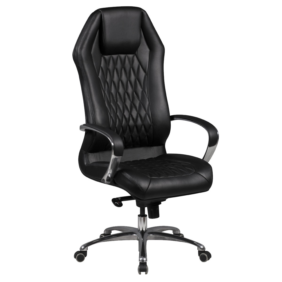 Image of Office Chair Real Leather Desk Chair Xxl Upholstery Design Executive Chair High Backrest With Headrest Swivel Chair Height-adjustable Tilt Function Hard Floor Casters