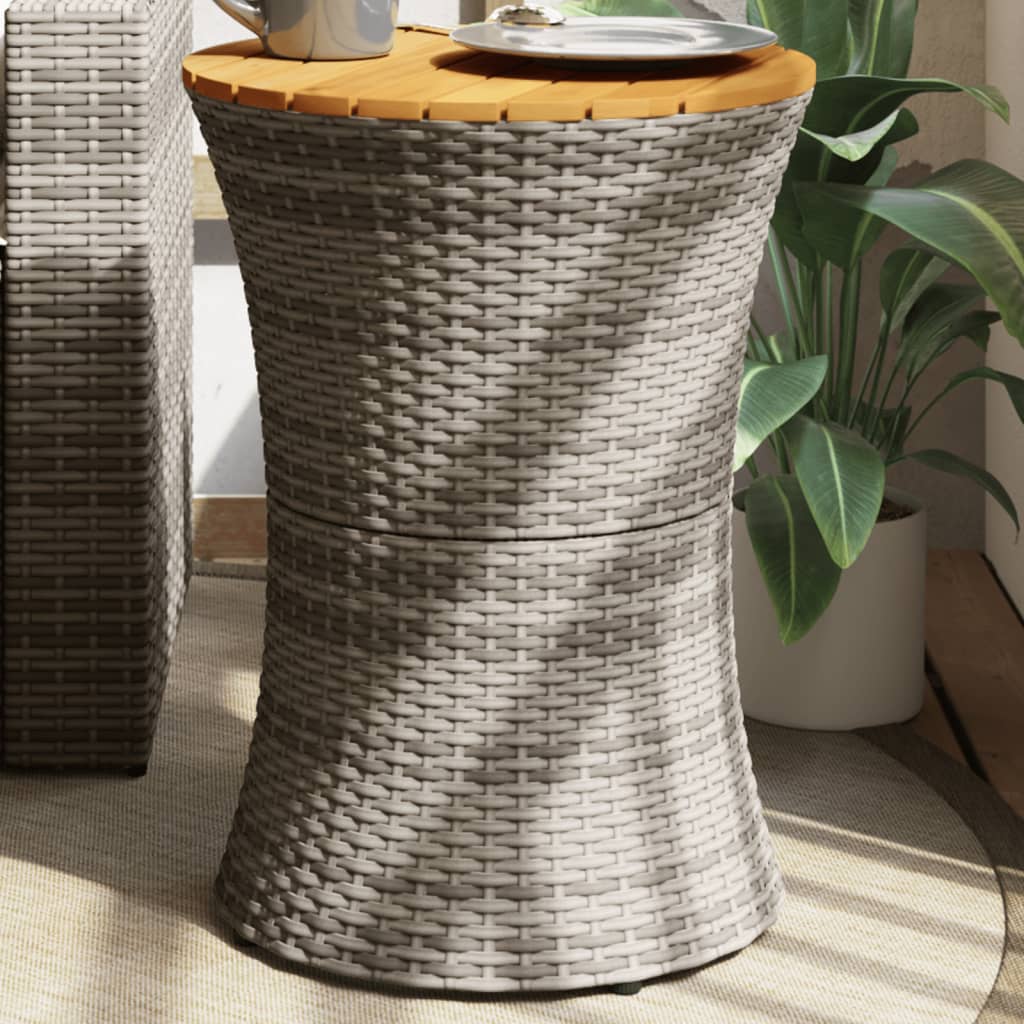 Image of Vidaxl Garden Table Side Table Drum-shaped Poly Rattan Solid Wood Coffee Table