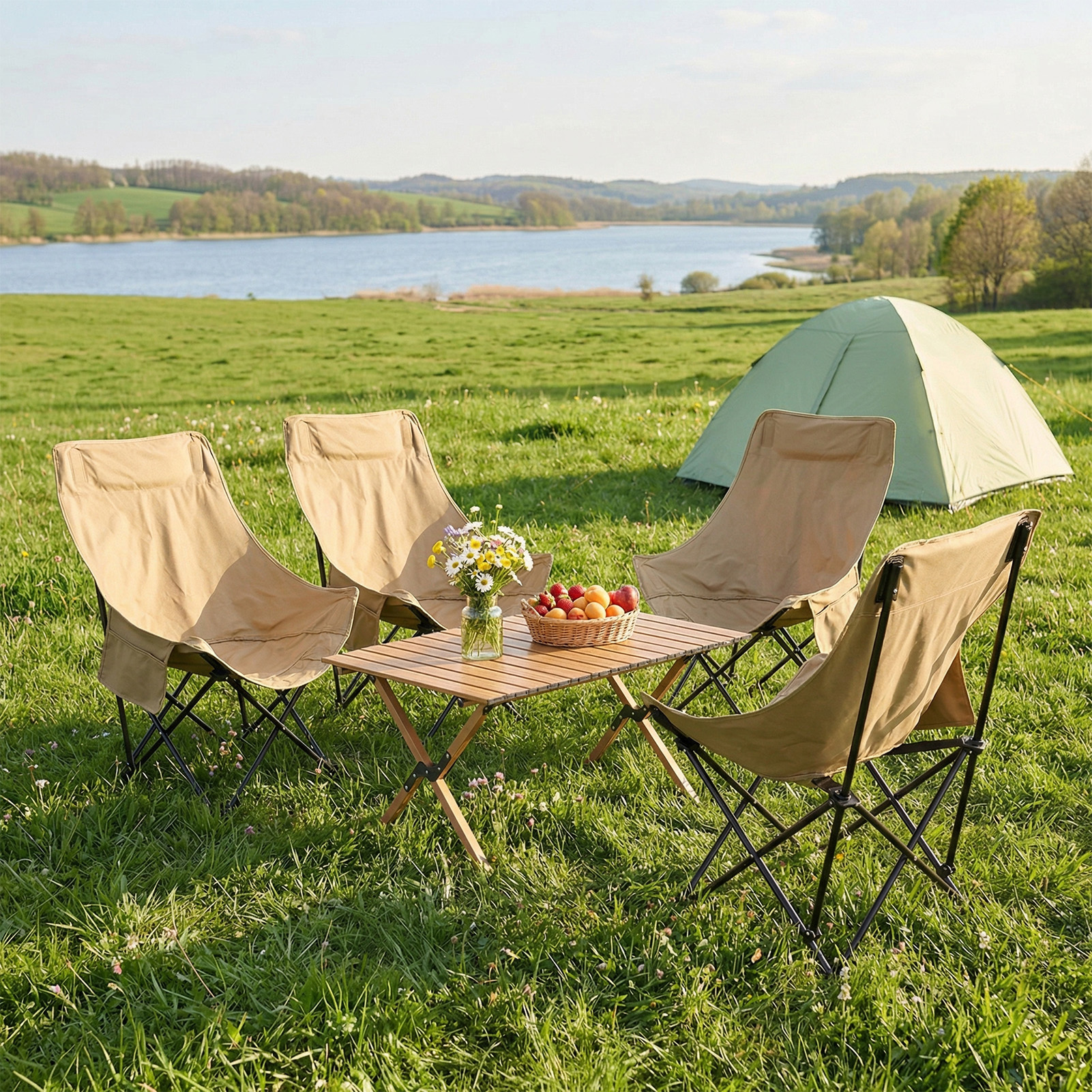 5pcs Outdoor Portable Table and Chairs Set