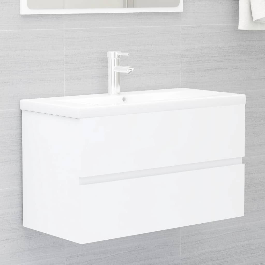 Image of Vidaxl Bathroom Vanity Unit Washbasin Cabinet Bathroom Furniture Bathroom Cabinet Bathroom White 80x38.5x45cm Wood Material